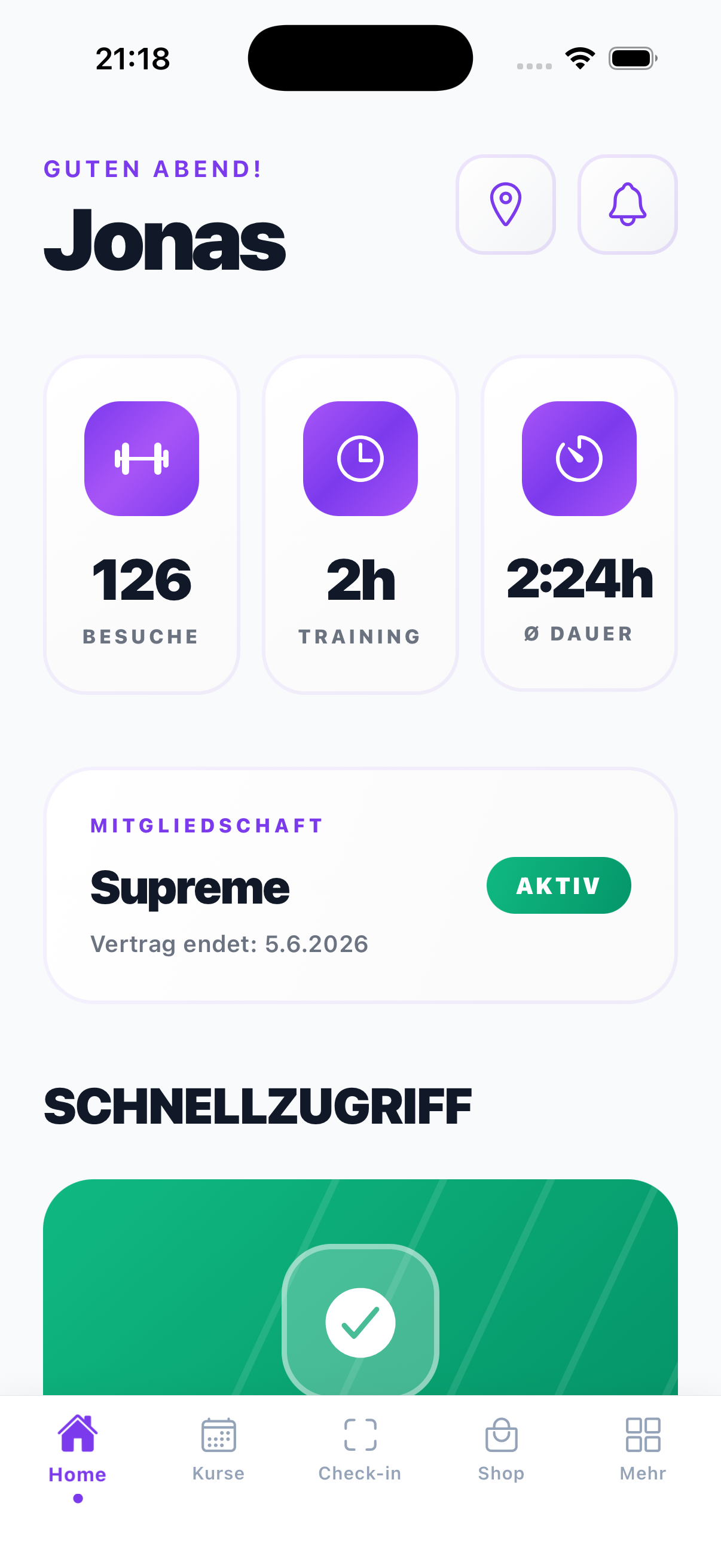Vorschau der GymPrism Mitglieder-App